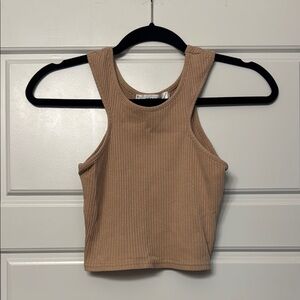 Ribbed Tan Sleeveless Top